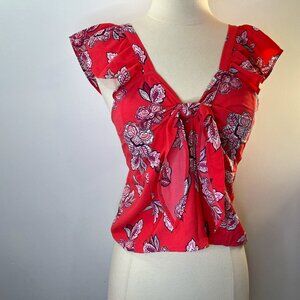 LOFT Women's Pink Floral Cropped Top - Size 6 - NWT